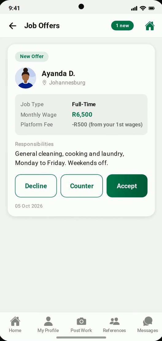 Job offer with Decline, Counter and Accept buttons