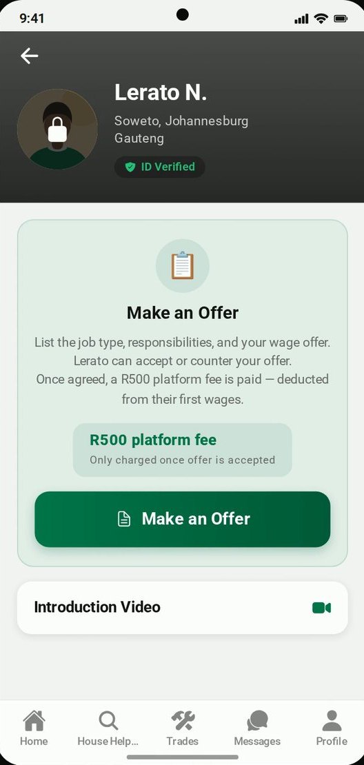 Make an Offer panel on a worker's profile